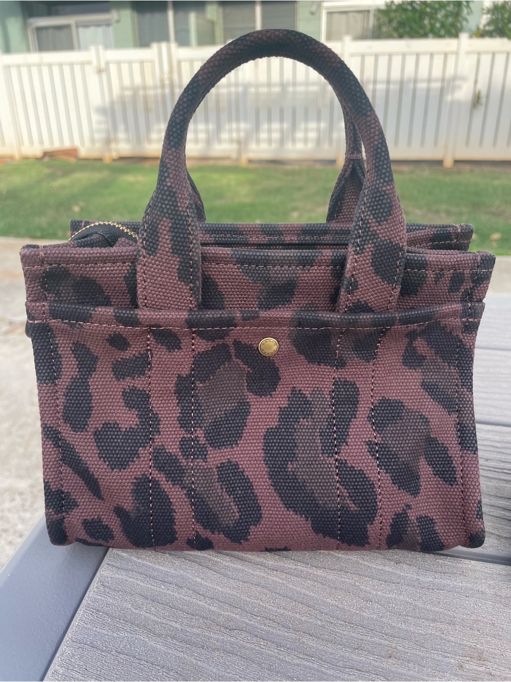 Coach Mini Tote with Leopard Print in Brown and Black - Picture 9 of 9